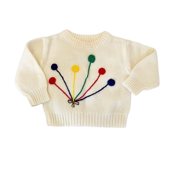 Tiny Togs Mervyns Vintage Sweater Embroidered Balloons Size 9 months - Picture 1 of 7